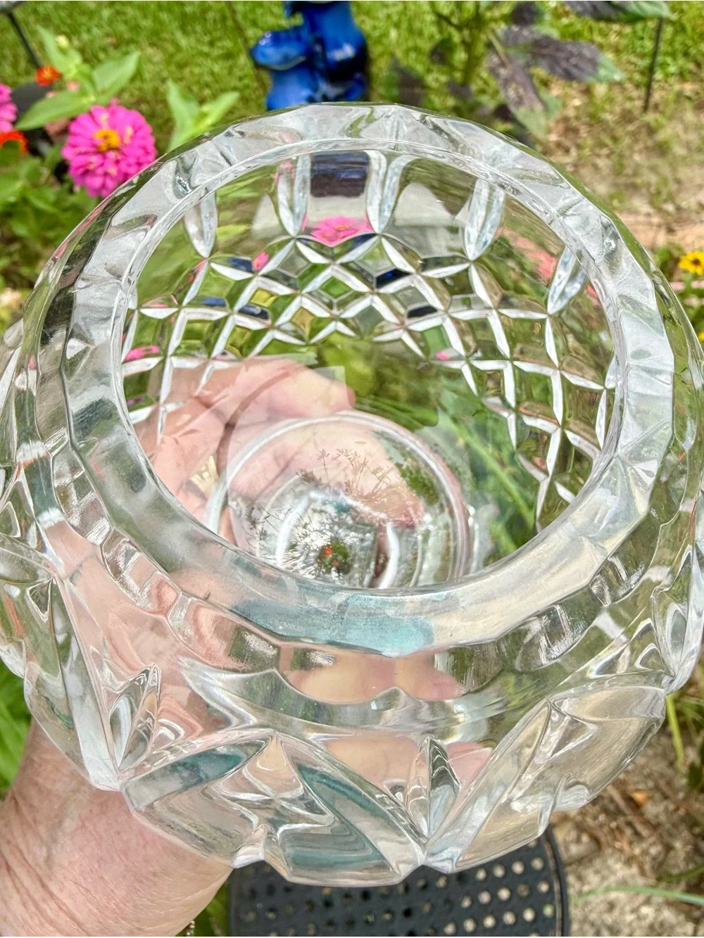 Vintage 24% Lead Crystal Rose Bowl Vase with Pedestal “Astor” Pattern - EUC